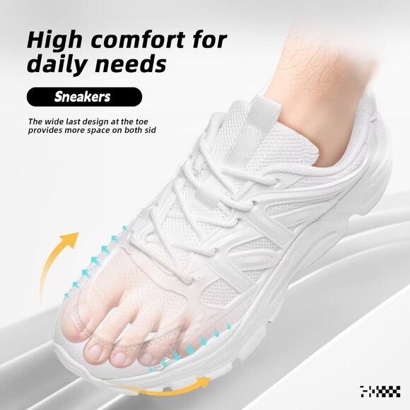 Women's White Fashion Running Walking Lightweight Casual Sneakers Ladies Shoes - Picture 3 of 7